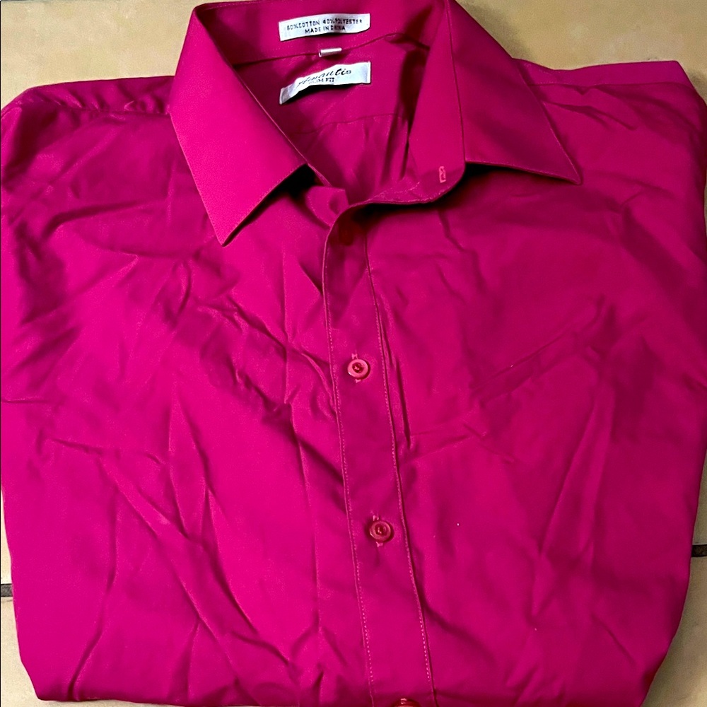 🔥5 for 20🔥Amanti Men's Vibrant Pink Dress Shirt slim fit